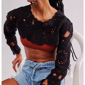 NWOT Free People Crochet Bolero Top